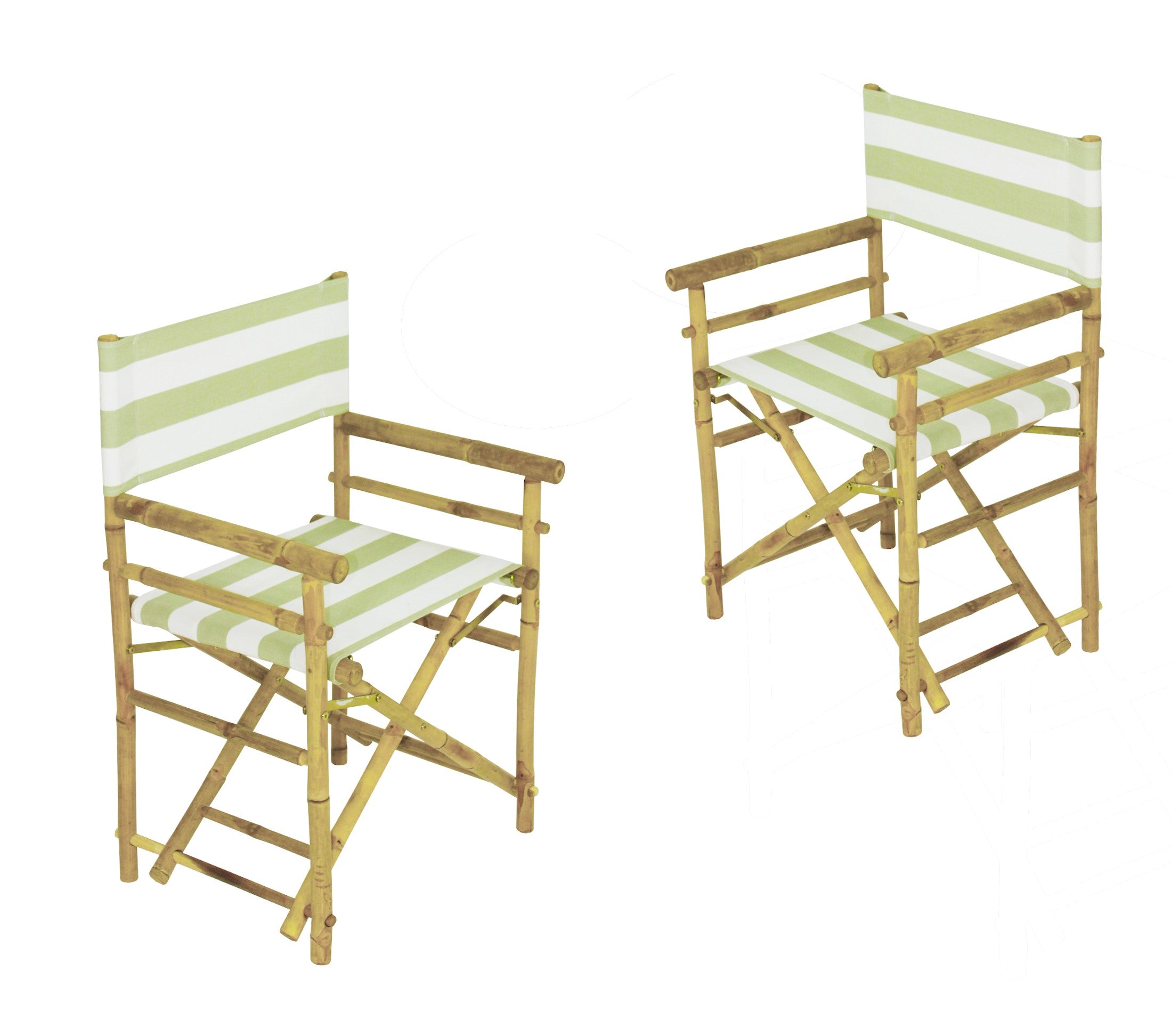Set of 2 Handcrafted Folding Bamboo Director Chairs with Canvas Fabric