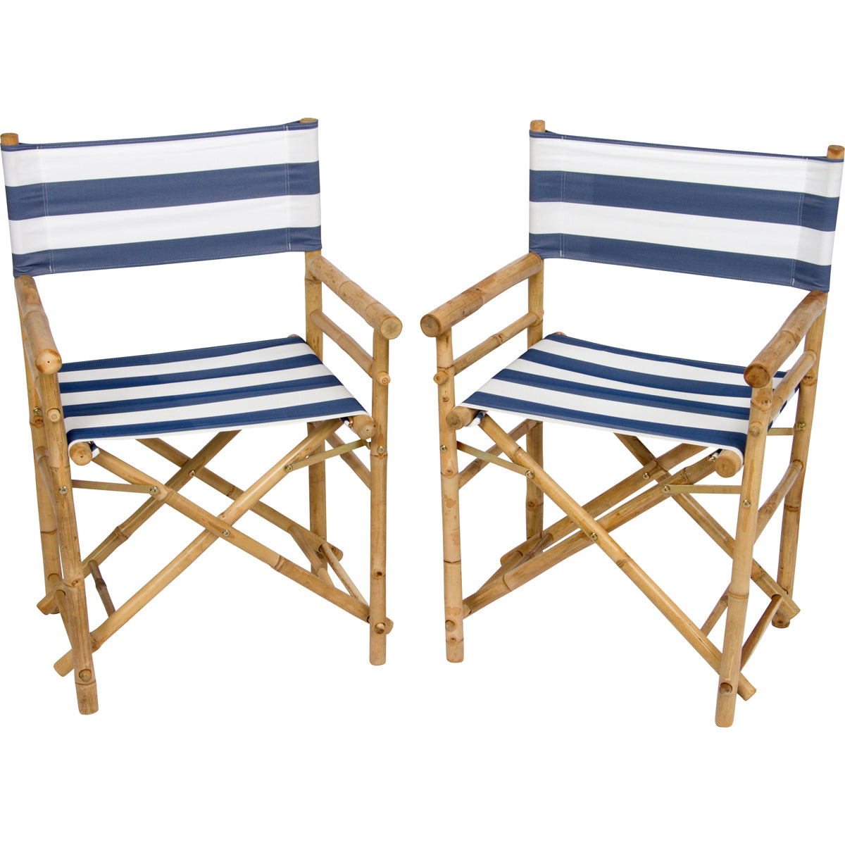 Set of 2 Handcrafted Folding Bamboo Director Chairs with Canvas Fabric