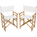Set of 2 Handcrafted Folding Bamboo Director Chairs with Canvas Fabric