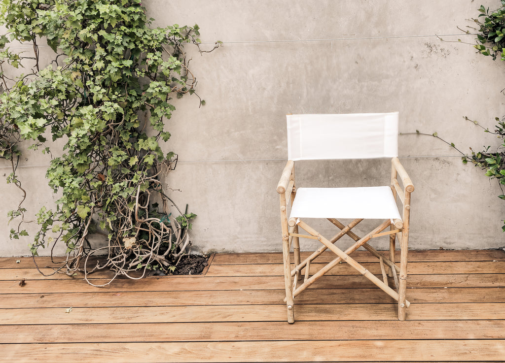 Set of 2 Handcrafted Folding Bamboo Director Chairs with Canvas Fabric